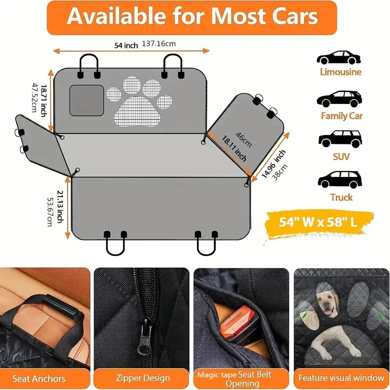 Waterproof Dog Car Seat Cover for Back Seat