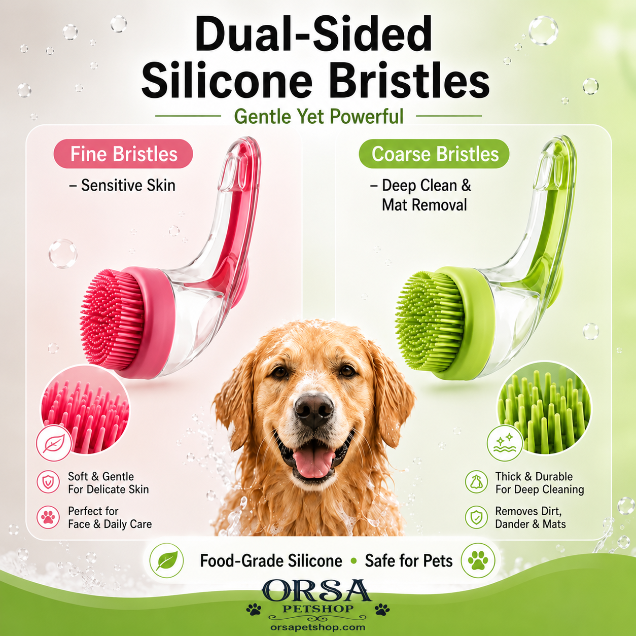 🥳2026 HOT SALE🥳💞50K+ SOLD!🛁🐾 50% OFF! All‑in‑One Bath Brush – Built‑in shampoo dispenser, 2‑sided bristles. Gentle scrubbing, easy clean. Stress‑free bath time for you & your pet! 💧✨